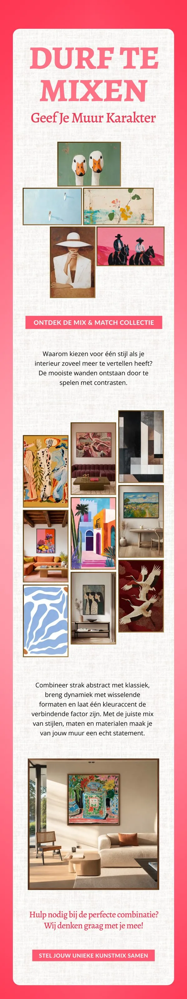 Campaign email with a collage of artworks under the heading Mix it up